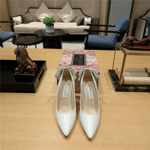 High Quality Luxury Jimmy Choo Pearl Crystal Bow Diamond Shoes product detail