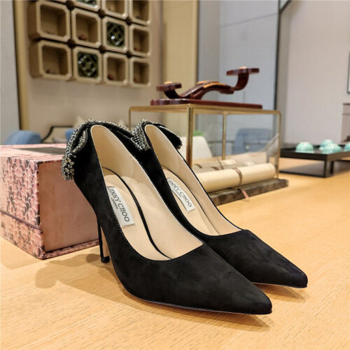 High Quality Luxury Jimmy Choo Pearl Crystal Bow Diamond Shoes – Style 02295