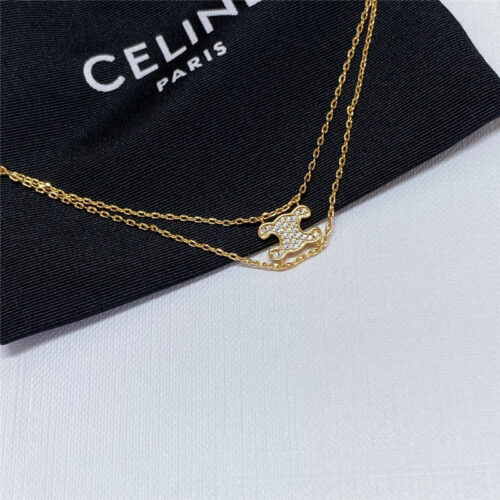 High Quality Luxury Celine Full Diamond Triumphal Arch Double Layer Necklace product detail