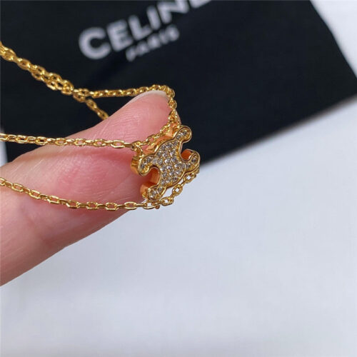 High Quality Luxury Celine Full Diamond Triumphal Arch Double Layer Necklace product detail