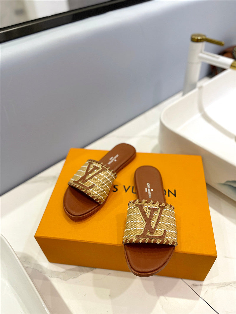 High Quality Luxury Louis Vuitton Logo Flat Slippers product detail