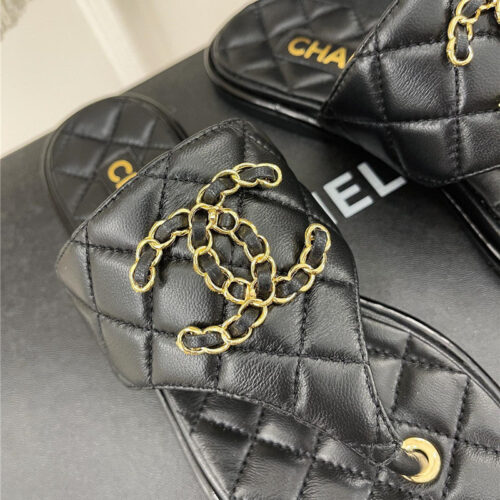 High Quality Luxury Chanel Rhombus Cc Logo Chain Buckle Flat Slippers – Style 26310 product detail