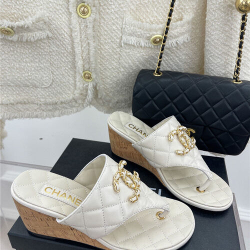 High Quality Luxury Chanel Rhombus Cc Logo Chain Buckle Slippers – Style 42118