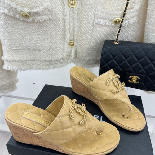 High Quality Luxury Chanel Rhombus Cc Logo Chain Buckle Slippers – Style 45510
