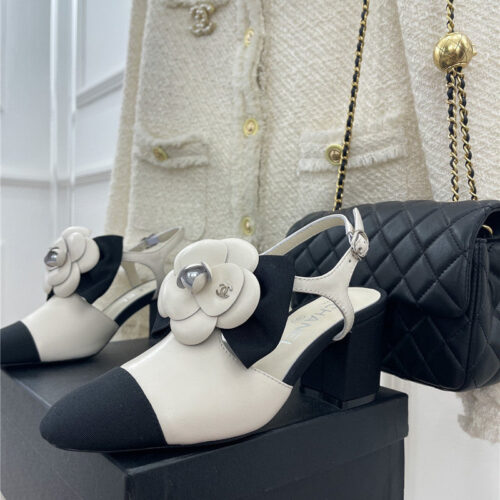 High Quality Luxury Chanel Camellia Bow Chunky Heel Sandals – Style 90502 product detail