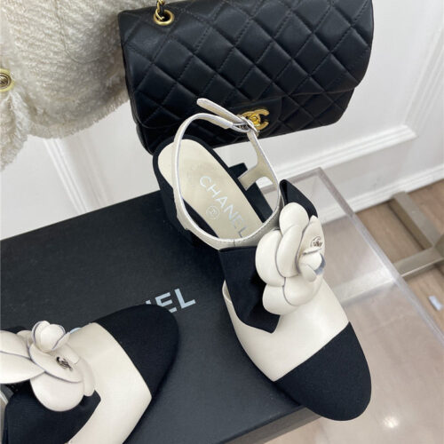 High Quality Luxury Chanel Camellia Bow Chunky Heel Sandals – Style 90502 product detail