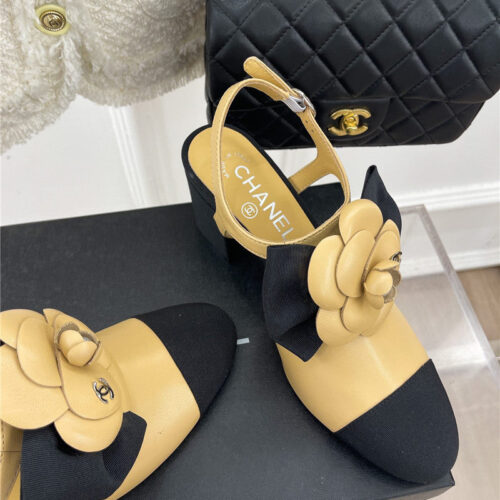 High Quality Luxury Chanel Camellia Bow Chunky Heel Sandals – Style 24966 product detail