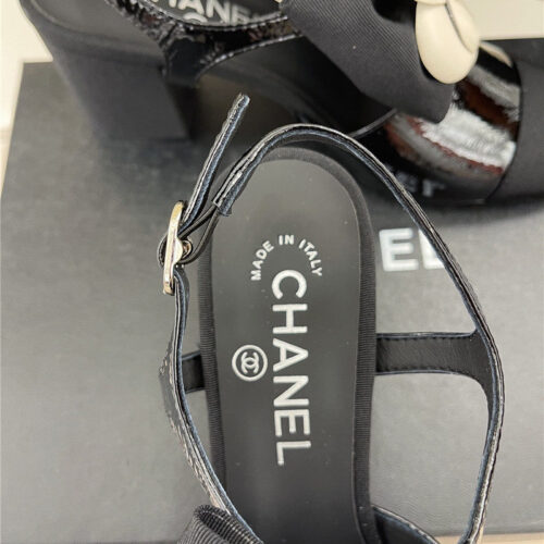 High Quality Luxury Chanel Camellia Bow Chunky Heel Sandals product detail