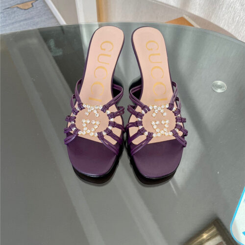 High Quality Luxury Gucci New Crystal Embellished Sandals And Slippers – Style 10291 product detail