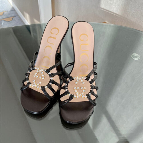 High Quality Luxury Gucci New Crystal Embellished Sandals And Slippers – Style 13683 product detail