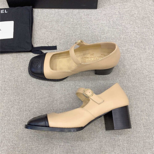High Quality Luxury Chanel New Thick Heel Square Toe Shoes alternate view