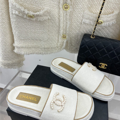High Quality Luxury Chanel Rhombus Cc Logo Platform Slippers – Style 77126