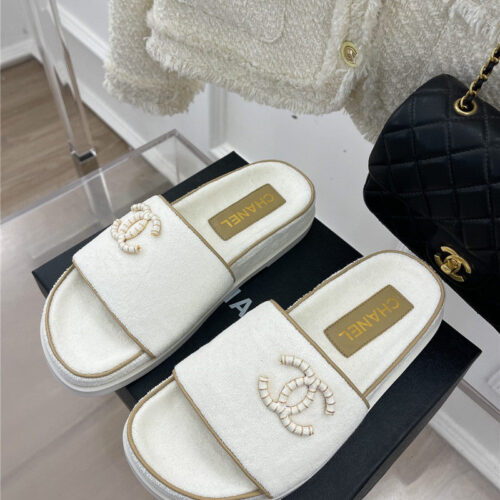 High Quality Luxury Chanel Rhombus Cc Logo Platform Slippers – Style 77126 alternate view