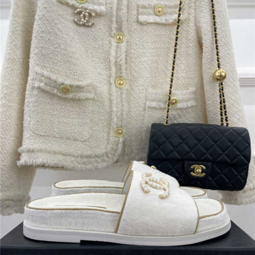 High Quality Luxury Chanel Rhombus Cc Logo Platform Slippers – Style 77126 product detail