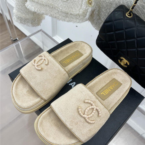 High Quality Luxury Chanel Rhombus Cc Logo Platform Slippers – Style 99718 alternate view