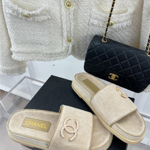 High Quality Luxury Chanel Rhombus Cc Logo Platform Slippers – Style 99718
