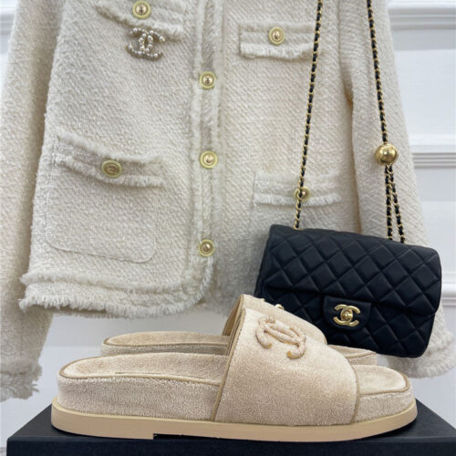 High Quality Luxury Chanel Rhombus Cc Logo Platform Slippers – Style 99718 product detail
