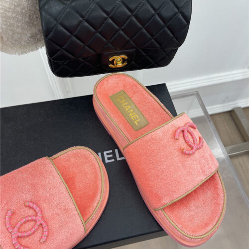 High Quality Luxury Chanel Rhombus Cc Logo Platform Slippers – Style 40966 product detail