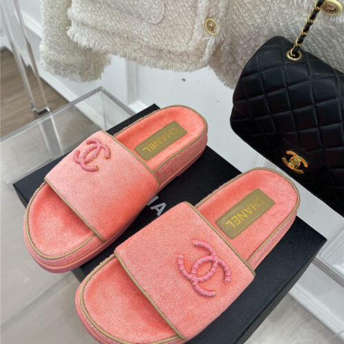High Quality Luxury Chanel Rhombus Cc Logo Platform Slippers – Style 40966 product detail