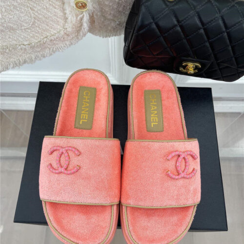 High Quality Luxury Chanel Rhombus Cc Logo Platform Slippers – Style 40966 alternate view