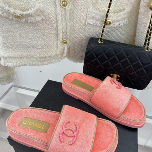 High Quality Luxury Chanel Rhombus Cc Logo Platform Slippers – Style 40966