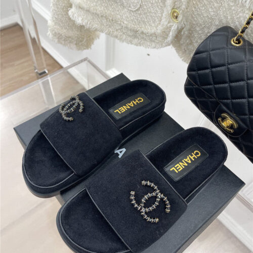 High Quality Luxury Chanel Rhombus Cc Logo Platform Slippers – Style 37574 product detail