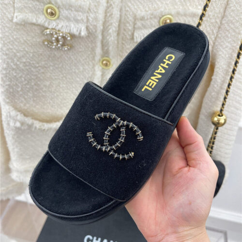 High Quality Luxury Chanel Rhombus Cc Logo Platform Slippers – Style 37574 product detail