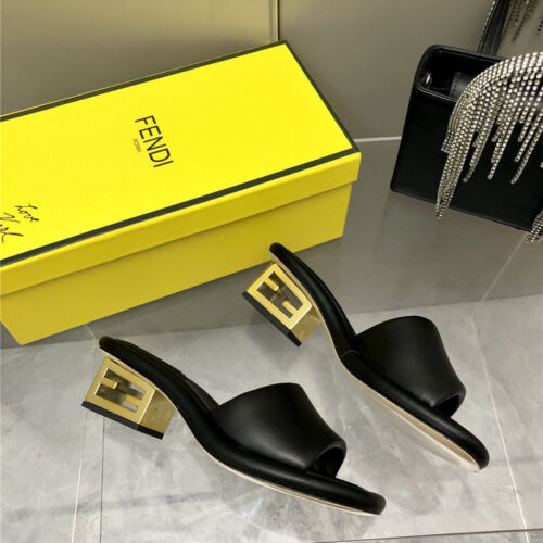 High Quality Luxury Fendi FF Chunky Heel Slippers product detail