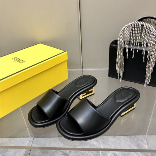 High Quality Luxury Fendi FF Chunky Heel Slippers product detail