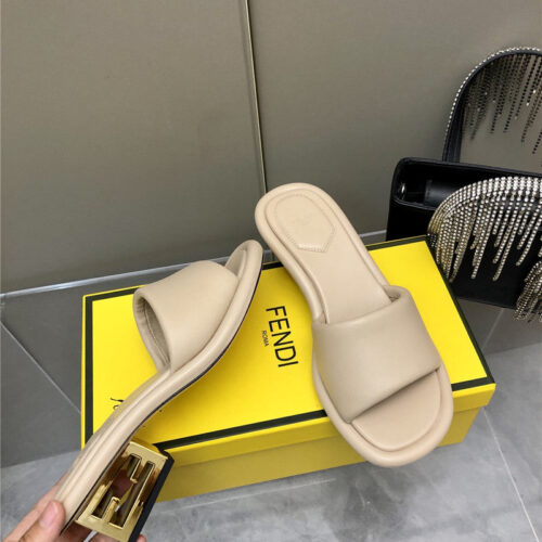 High Quality Luxury Fendi FF Chunky Heel Slippers – Style 24979 product detail