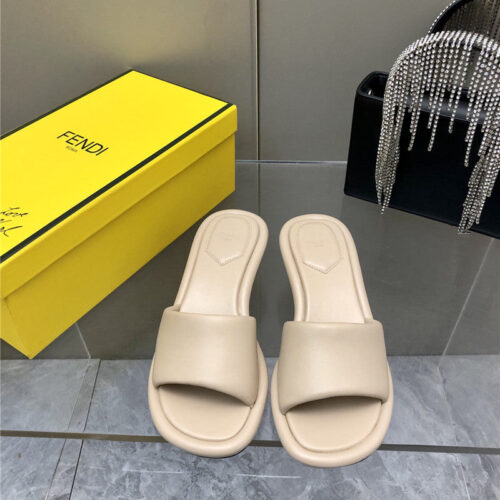 High Quality Luxury Fendi FF Chunky Heel Slippers – Style 24979 product detail