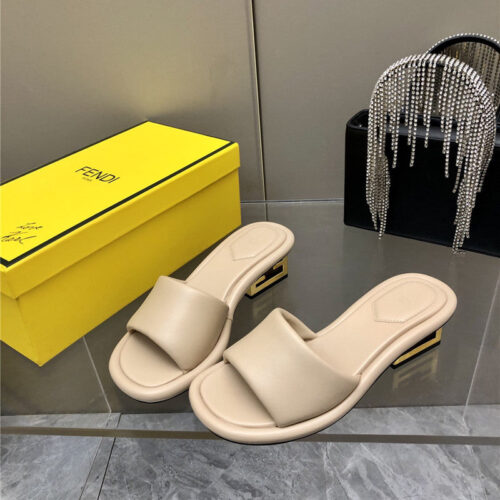 High Quality Luxury Fendi FF Chunky Heel Slippers – Style 24979 alternate view