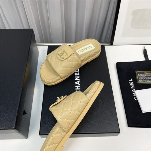 High Quality Luxury Chanel Rhombus Cc Logo Platform Slippers – Style 26854 product detail