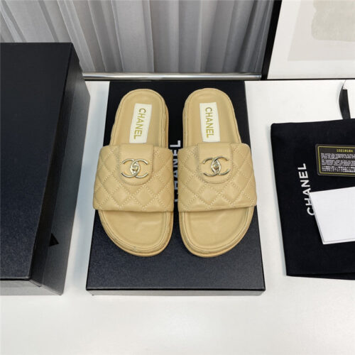 High Quality Luxury Chanel Rhombus Cc Logo Platform Slippers – Style 26854 alternate view