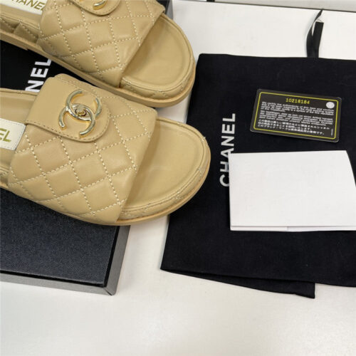 High Quality Luxury Chanel Rhombus Cc Logo Platform Slippers – Style 26854 product detail