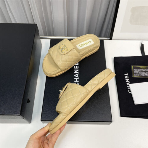 High Quality Luxury Chanel Rhombus Cc Logo Platform Slippers – Style 26854 product detail