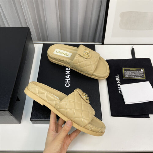 High Quality Luxury Chanel Rhombus Cc Logo Platform Slippers – Style 26854 product detail