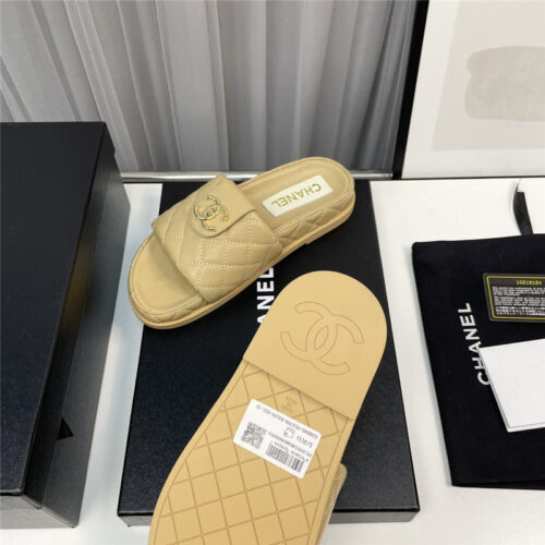 High Quality Luxury Chanel Rhombus Cc Logo Platform Slippers – Style 26854 product detail