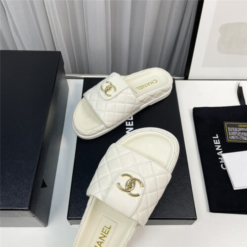 High Quality Luxury Chanel Rhombus Cc Logo Platform Slippers product detail