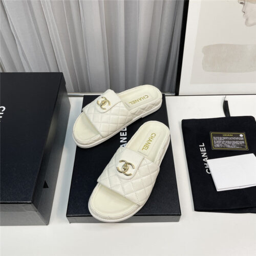 High Quality Luxury Chanel Rhombus Cc Logo Platform Slippers product detail