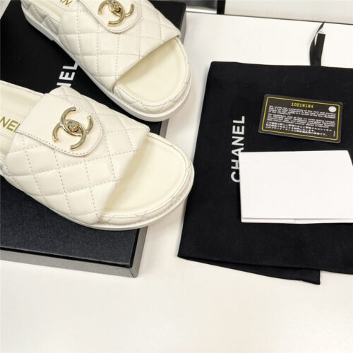 High Quality Luxury Chanel Rhombus Cc Logo Platform Slippers product detail