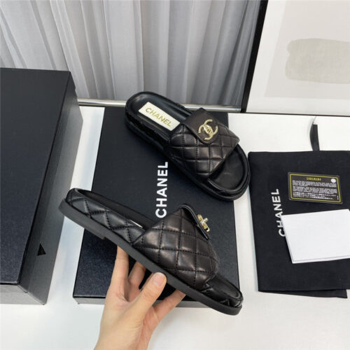 High Quality Luxury Chanel Rhombus Cc Logo Platform Slippers – Style 88998 product detail