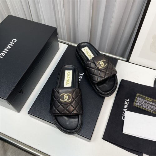 High Quality Luxury Chanel Rhombus Cc Logo Platform Slippers – Style 88998 product detail