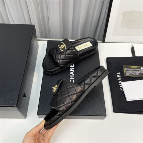 High Quality Luxury Chanel Rhombus Cc Logo Platform Slippers – Style 88998 product detail