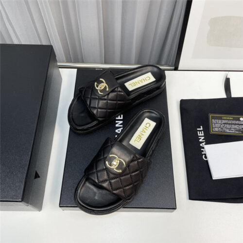High Quality Luxury Chanel Rhombus Cc Logo Platform Slippers – Style 88998 product detail