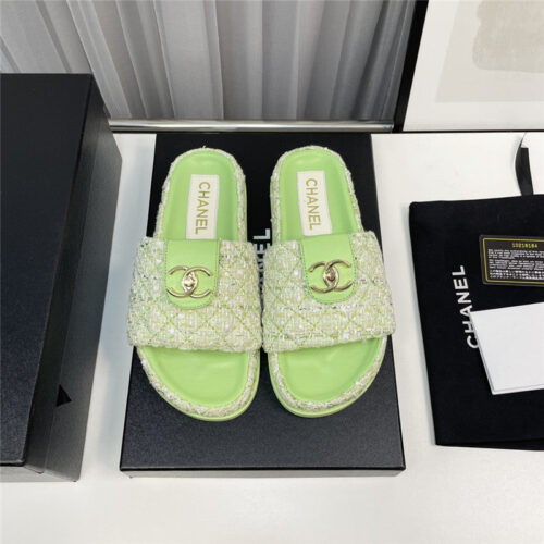 High Quality Luxury Chanel Rhombus Cc Logo Platform Slippers – Style 82214 alternate view