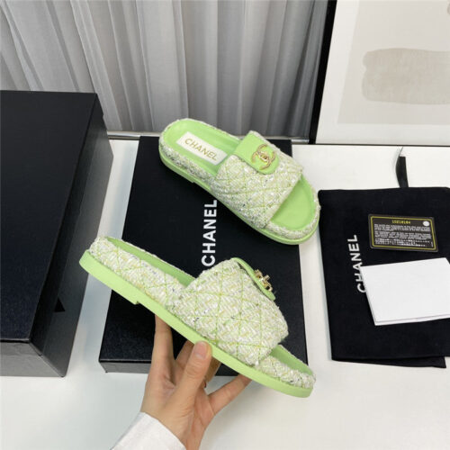 High Quality Luxury Chanel Rhombus Cc Logo Platform Slippers – Style 82214 product detail
