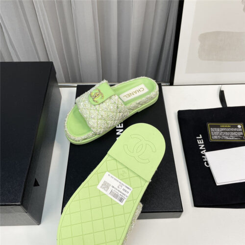 High Quality Luxury Chanel Rhombus Cc Logo Platform Slippers – Style 82214 product detail