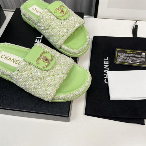 High Quality Luxury Chanel Rhombus Cc Logo Platform Slippers – Style 82214 product detail