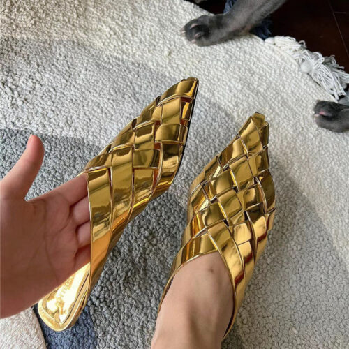 High Quality Luxury Bottega Veneta Square Toe Flat Woven Slides product detail